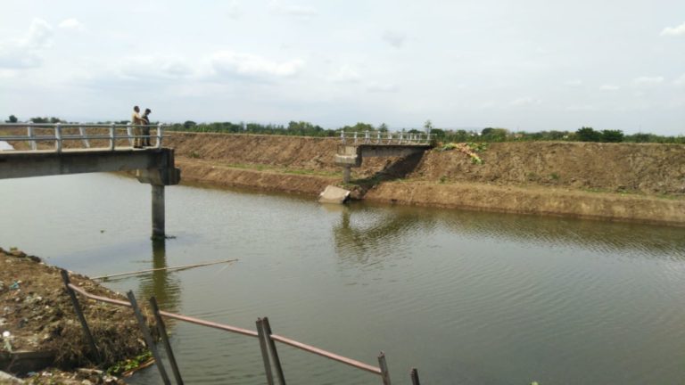 Diduga Terdampak Normalisasi Sungai Dombo, Jembatan di Sayung Roboh