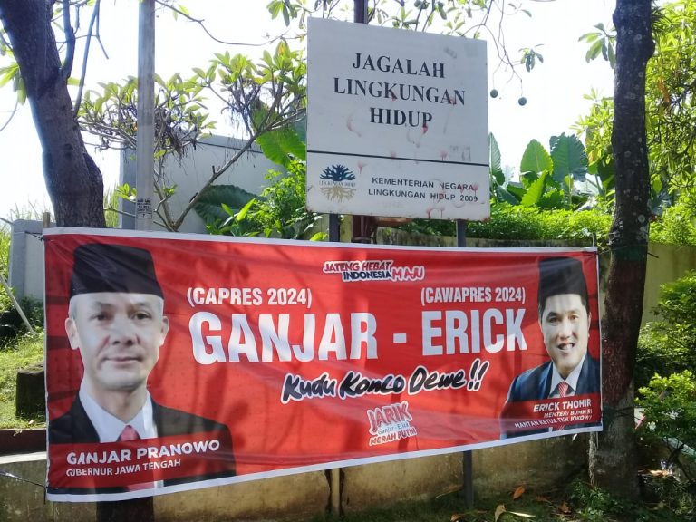 Spanduk Ganjar-Erick Bertebaran di Ungaran, Satpol PP akan Copot